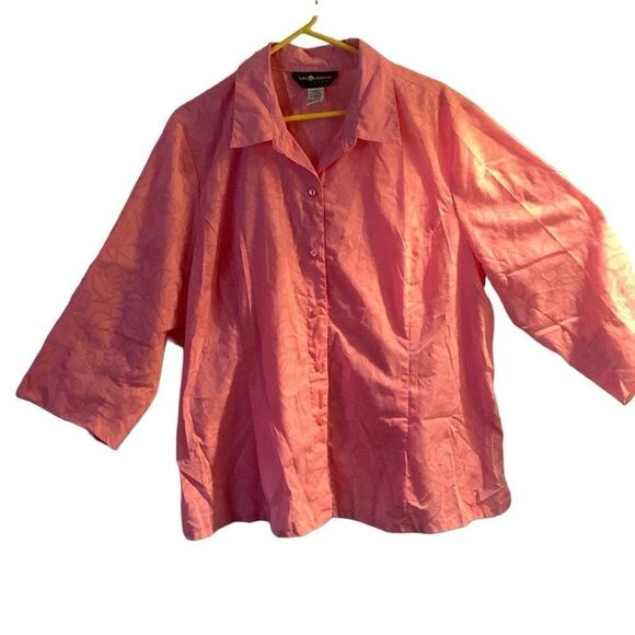 Pre Owned Women’s Sag Harbor Pink Floral Button Up Shirt Sz 22W - Picture 1 of 12